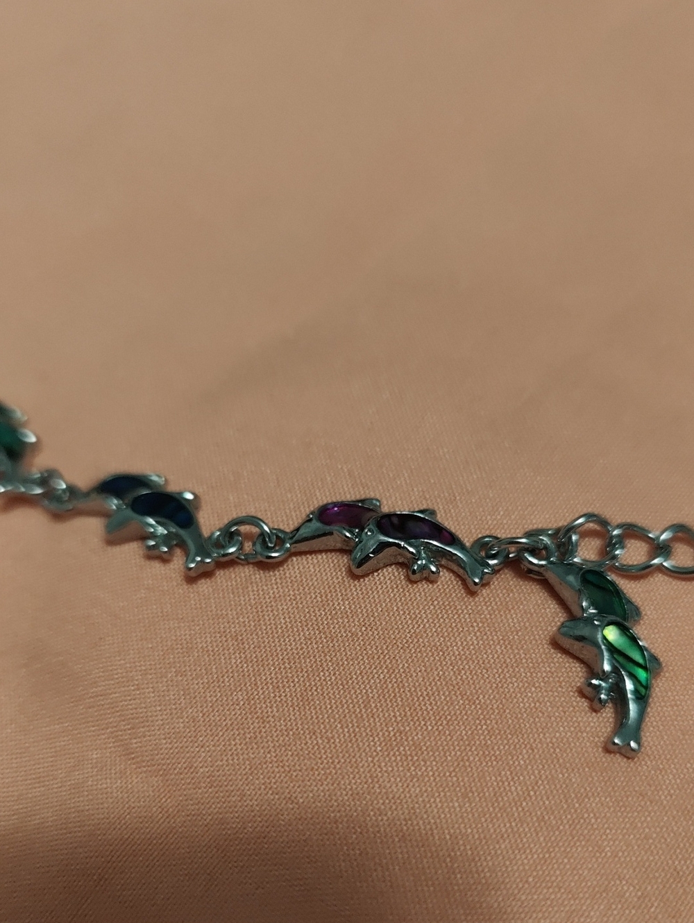 belk Silver Dolphin Charm Bracelet with Multicolor Shell Accents